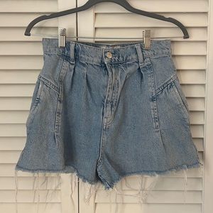 Free People pleated cutoff Jean shorts